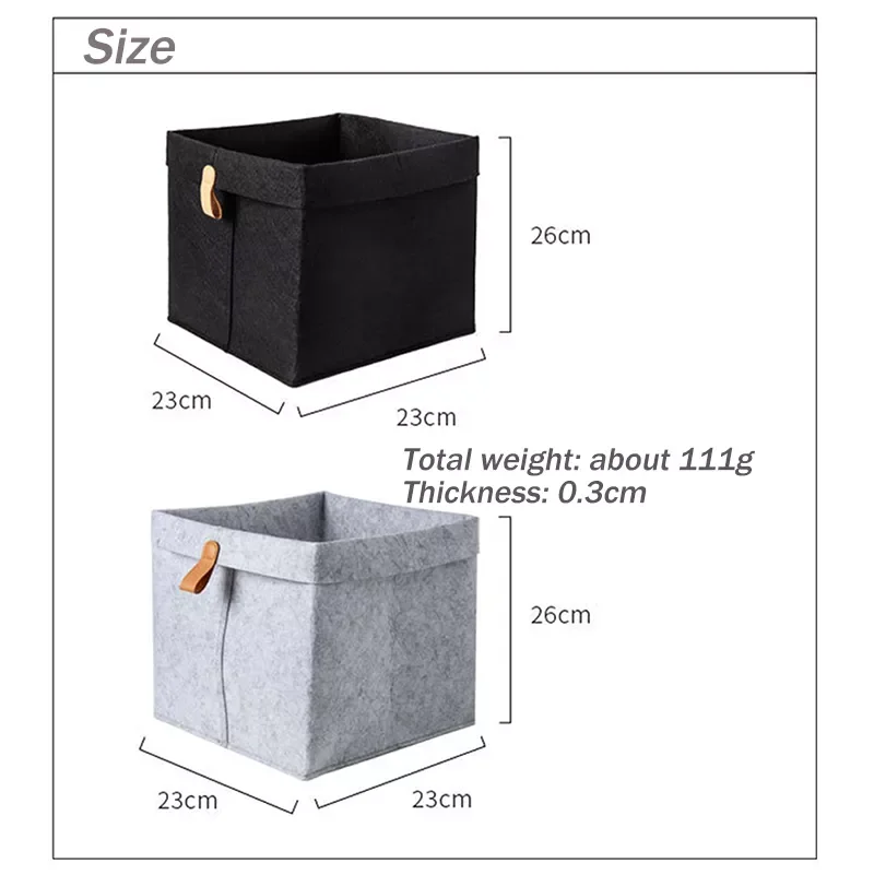 

20221pcs 2Color Folding Box Multi Purpose Convenient Felt Fabric Debris Organizer for Clothing Toys Storage Basket Home Organize