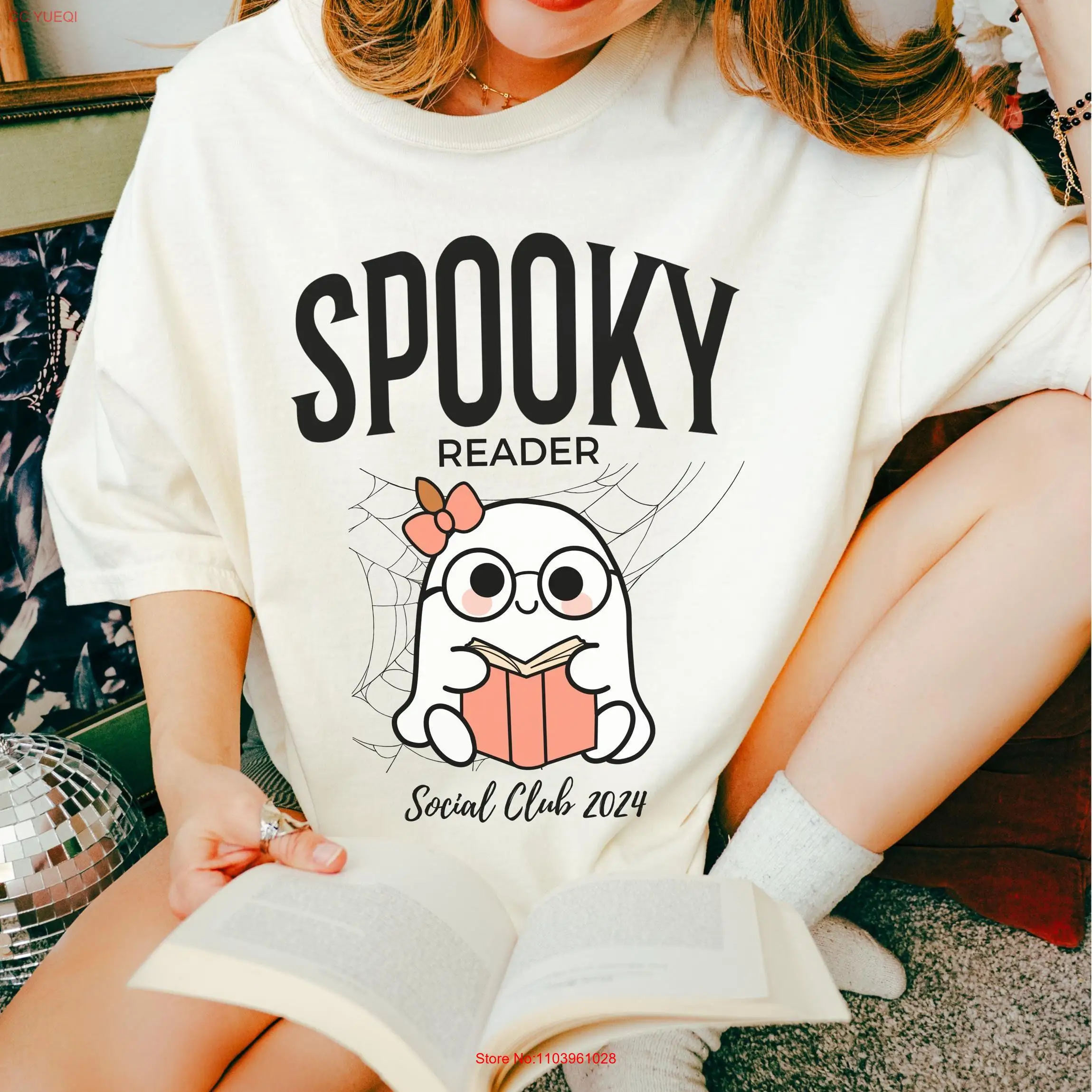 Рубашка Spooky Reader для социального клуба 2024 милый призрак любовник книг подарок на