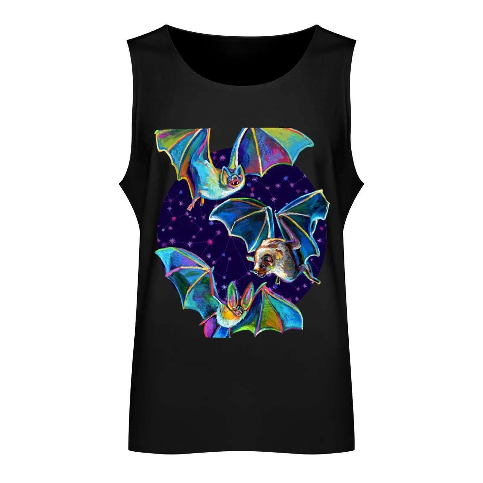 Психоделический узор Bat Trio на синей майке спортивный жилет мужская одежда для