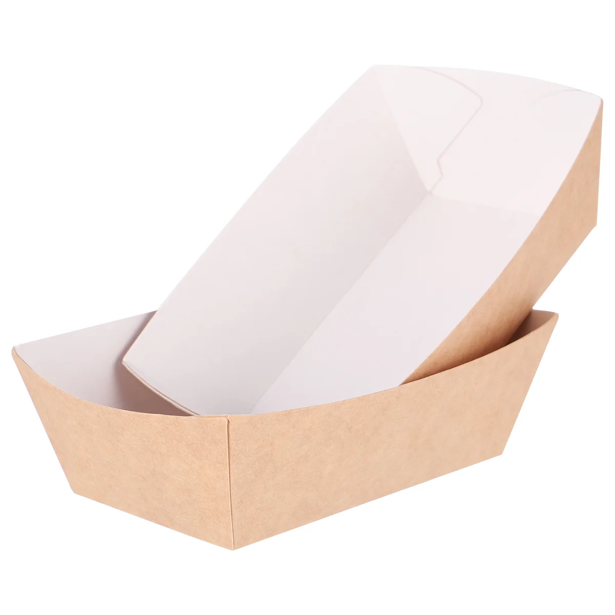 

100Pcs Paper Trays Kraft Paper Boats Fast Paperboard Basket Take- Out Snack Serving Boats for Fries Hot Corn Dogs ( Assorted