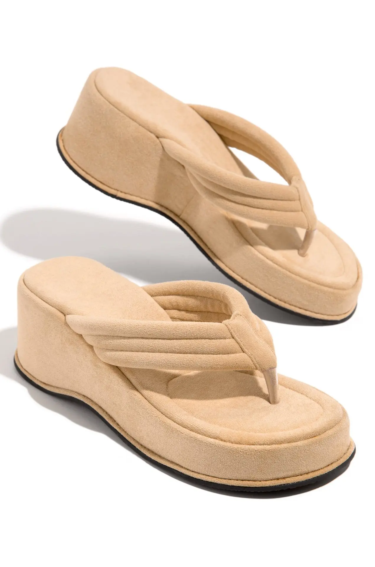 

Women Shoes 2022 New Summer outdoor Suede Flip Flops Fashion Platform Wedge Slippers Casual Sandals Women Plus Size