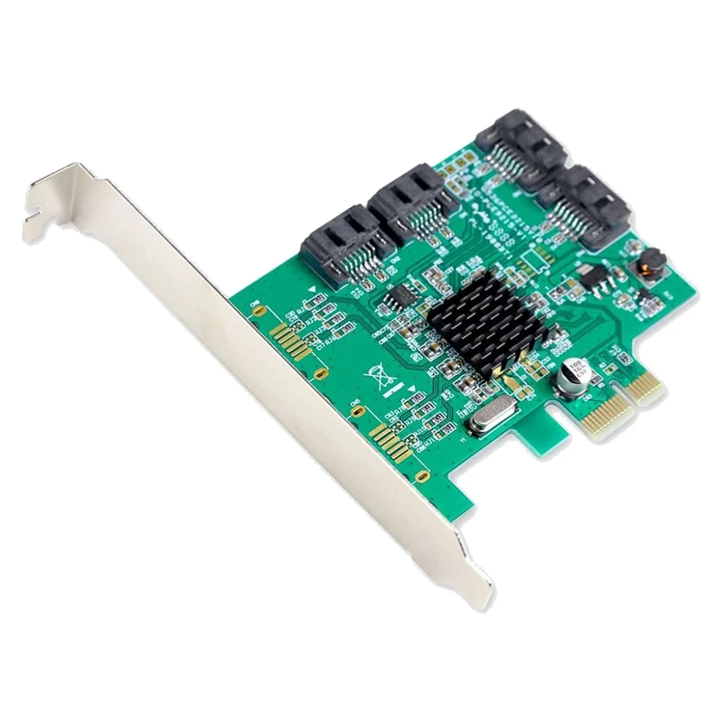 

SI-PEX40064 SATA III 4 Port PCI-E X1 Controller Card With Low Profile Brackets Green
