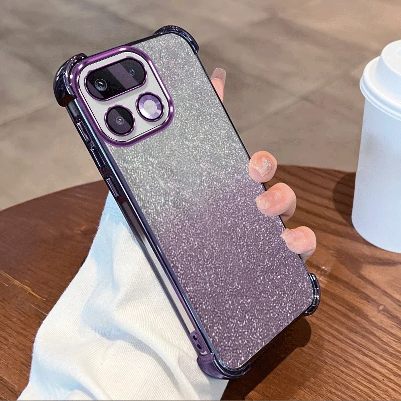 Фото Прозрачный защитный чехол с блестящим покрытием для Realme 16 Pro 5G, гибкий чехол из ТПУ с защитой от ударов по четырем углам №3