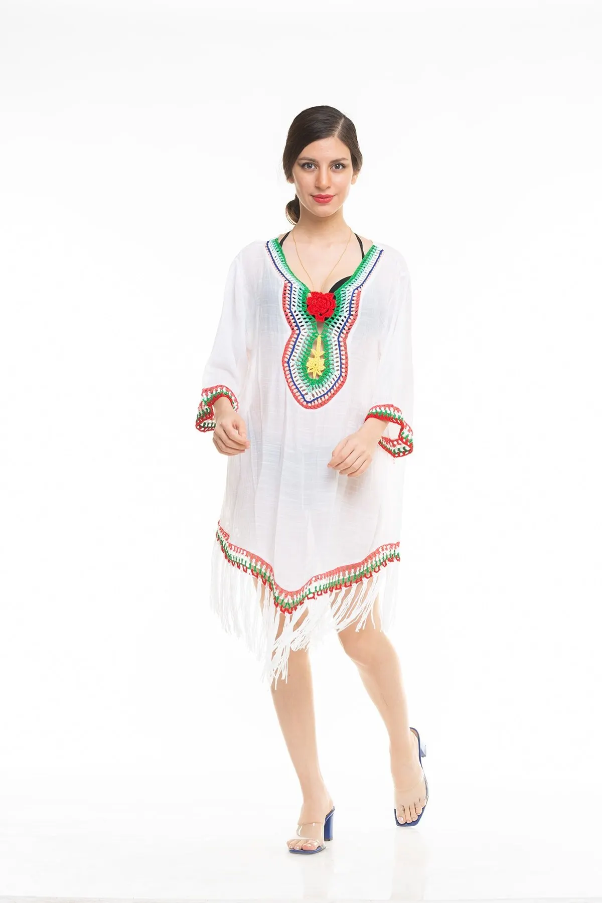 

Women's Pareo Braided Collar Voile Cotton Swimwear Cover Dress Sexy Tunic Suit Beachwear Female Beach Bikini Cover