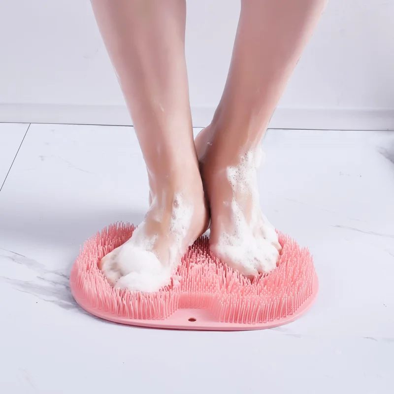 

Multifunctional Foot Massage Brush with Sucker and Hanging Hole for Rubbing Back and Feet silicone body scrubber washing brush