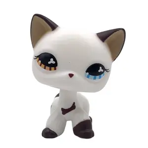 LPS CAT original Littlest pet shop Bobble head toys custom made #577 standing white short hair cat with blue eyes