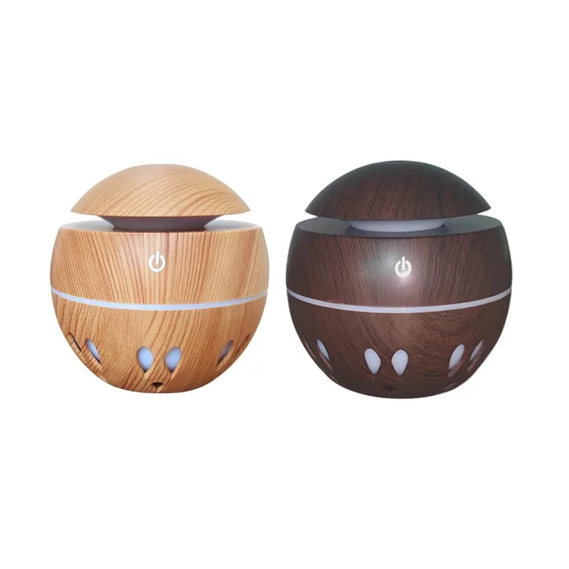 

High Quality USB wood grain aroma diffuser with remote control 7color light hollowed out aromatherapy humidifier for house