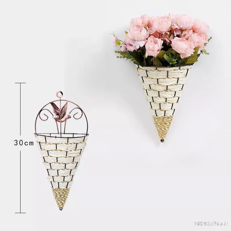 

Natural Wicker Flower Basket Vase Rattan Wall Hanging Pot Planter Rattan Vase Basket Decor