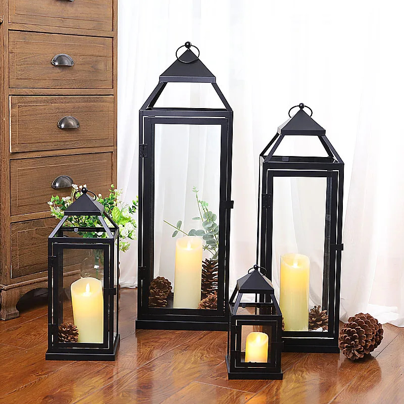 Candle Holder Glass Retro Garden Floor Large Outdoor Candlestick Lantern Wedding Bougeoir Jar Candle Holders