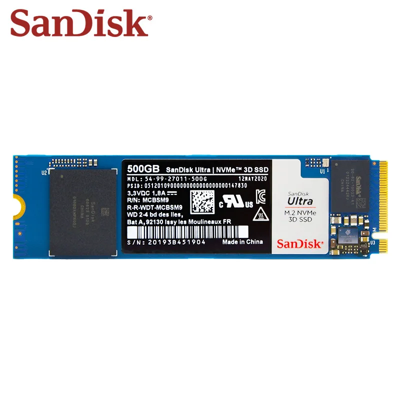 

Оригинальный твердотельный накопитель SanDisk Ultra M.2 NVMe 3D NAND SSD 500 Гб 1 ТБ 2 ТБ M.2 2280 PCIe Gen3x4, жесткий диск для ноутбука, настольного ПК