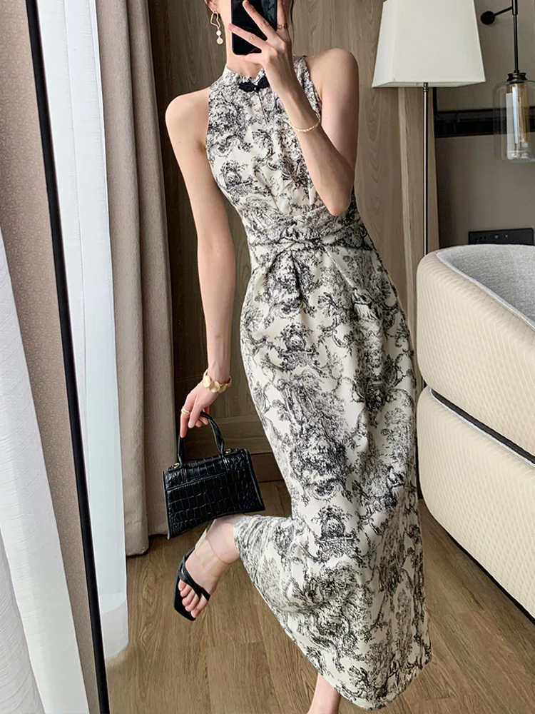 

Dresses for Women Sleeveless Streetwear Party Dress Slim Sexy Club Print Tank O Neck Midi 2023 New Spring Summer Dress Dropship