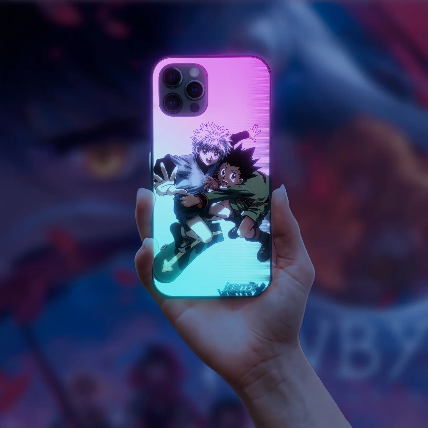 

anime hunter x hunter killua zaoldyeck caso de telefone para o iphone 13 11 12 pro xs max 8 7 plus x xs xr capa led call flash