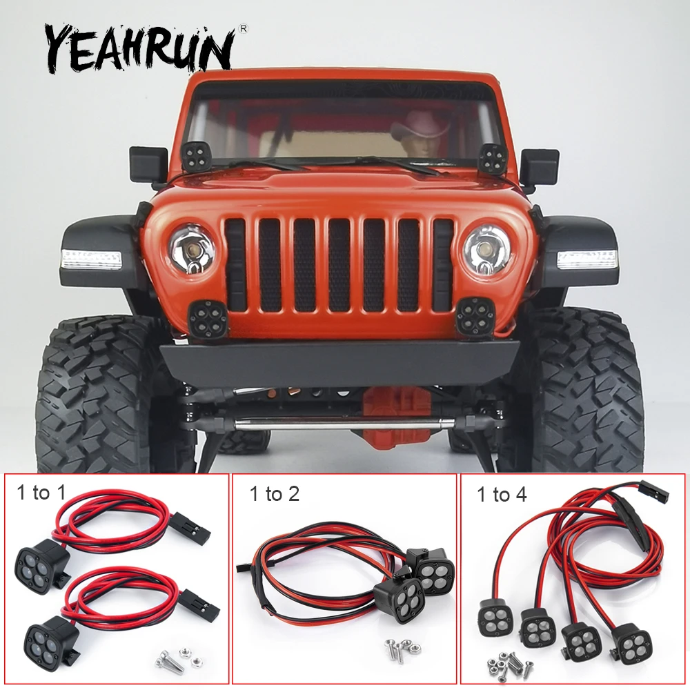 

YEAHRUN White LED Lights Spotlight for Axial SCX10 II 90046 TRX4 TRX6 Redcat Gen8 1/10 RC Crawler Car Decoration Parts