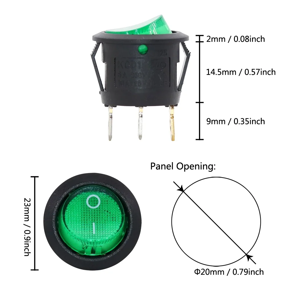 

KCD1 Светодиодный переключатель 2-контактный 3-контактный 2-позиционный 3-позиционный 20 мм автомобильная кнопка освещения кулисный переключатель