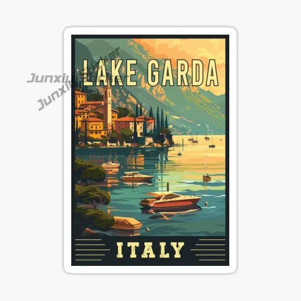 Фото ИТАЛИЯ LAGO DI GARDA всемирно известные строительные автомобильные наклейки Эстетическая дорожная достопримечательность Граффити Телефон Чемодан Чемодан Гитара Наклейка №5
