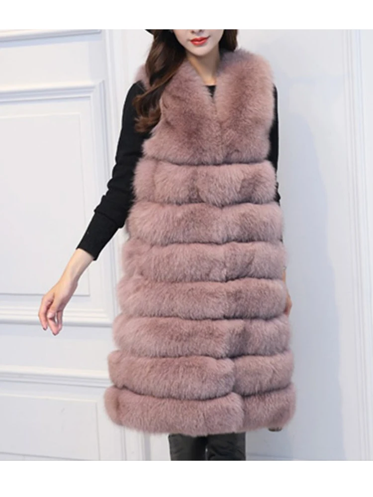 ZADORIN Winter Coat Women Fashion Long Furry Faux Fur Vest New Women Thick Warm Fur Coats Jackets Female Overcoat Black
