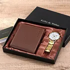 Роскошные часы 2021 Мужские кварцевые наручные часы из нержавеющей стали комплект с бумажником для мужчин кожаные кошельки часы деловой подарок для парня