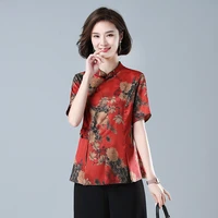 chinese traditional cheongsam top shirts for women 5xl qipao floral print blouse asian style ancient elegant costumes