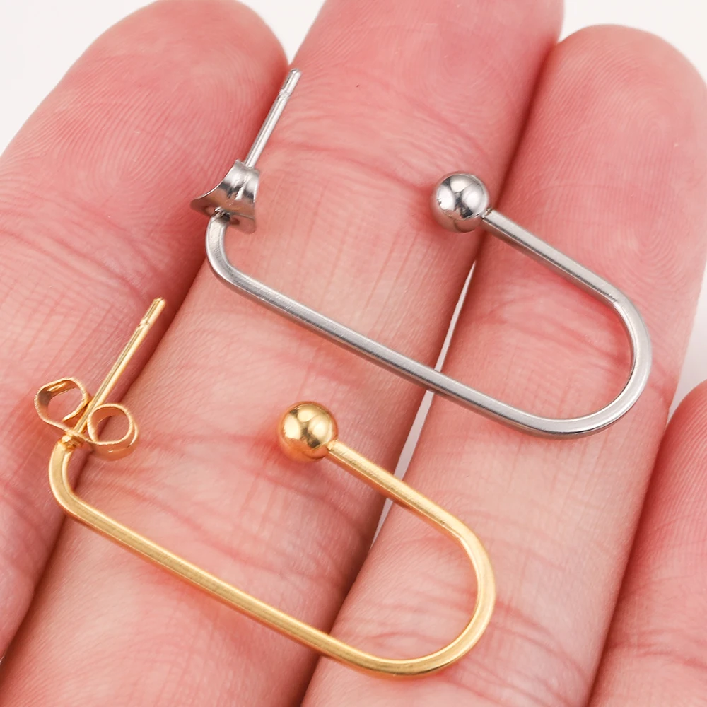 

10pcs Lot Gold Stainless Steel Hypoallergenic Hooks with Loop Long C Shape Ear Studs Earring for Jewelry Making Supplies