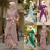 the new muslim fashion hijab long dresses women with sashes four colors islam clothing abaya crew neck european clothing
