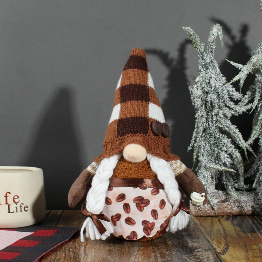 Кофейная кукла гном фигурка украшение плюшевая безлицевая рождественские