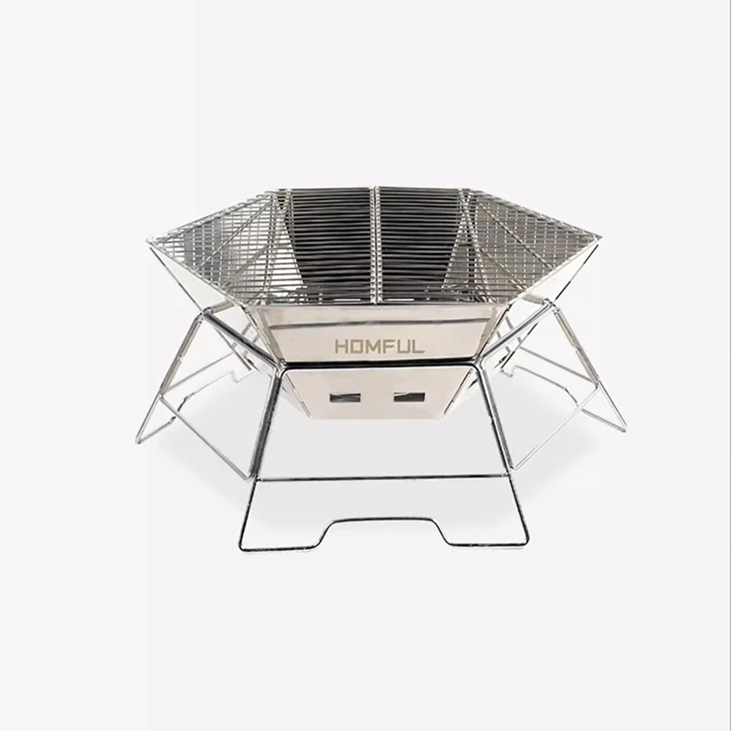 

Camping barbecue grill rack, home charcoal outdoor folding portable firewood stove, fire table, barbecue rack