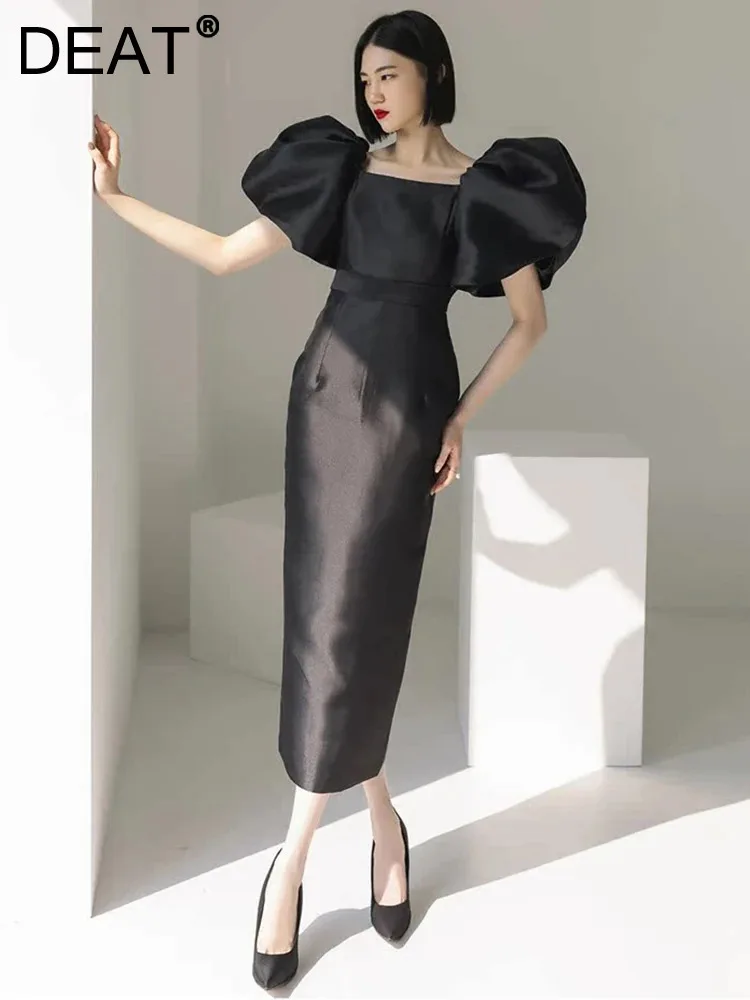 Женское вечернее платье с пышными рукавами DEAT