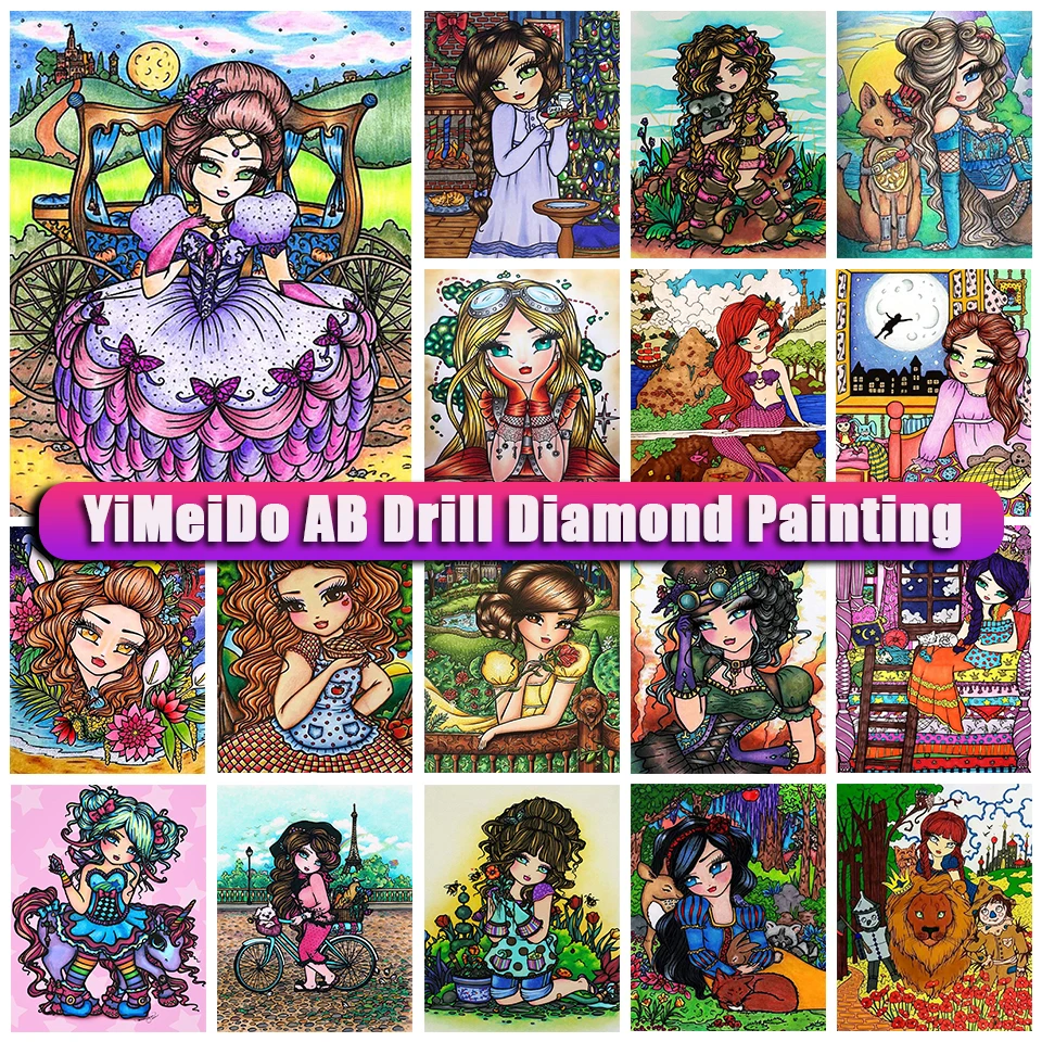 

YIMEIDO DIY 5D AB Diamond Painting girl Cross Stitch Kit Full Drill Embroidery Diamond Mosaic cartoon Art Picture of Rhinestones