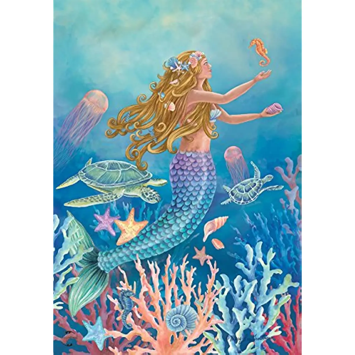 

Русалка, летний Садовый флаг, морская рыба, 12X18 дюймов, двусторонний, вертикальный, используется для наружного украшения и рекламы