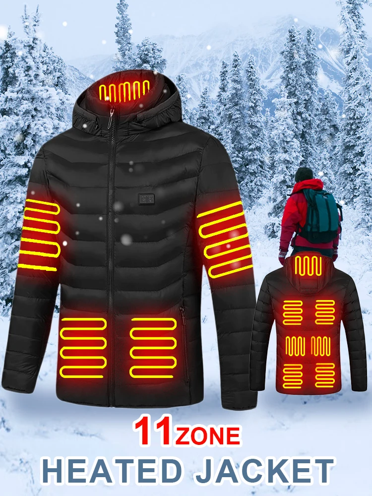 

Adjustment 11 Areas Heated Jackets Men Women Winter Outdoor Electric Heating Jackets USB Charge Thermal Coat for Skiing Camping