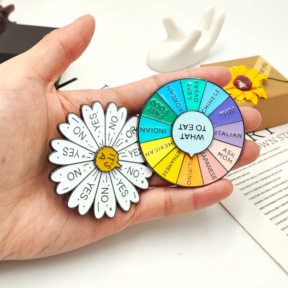 

Rotatable Spinning Wheel Pins Sunflower What To Eat Enamel Sliding Moving Brooch Metal Badges Difficulty In Choosing Jewelry