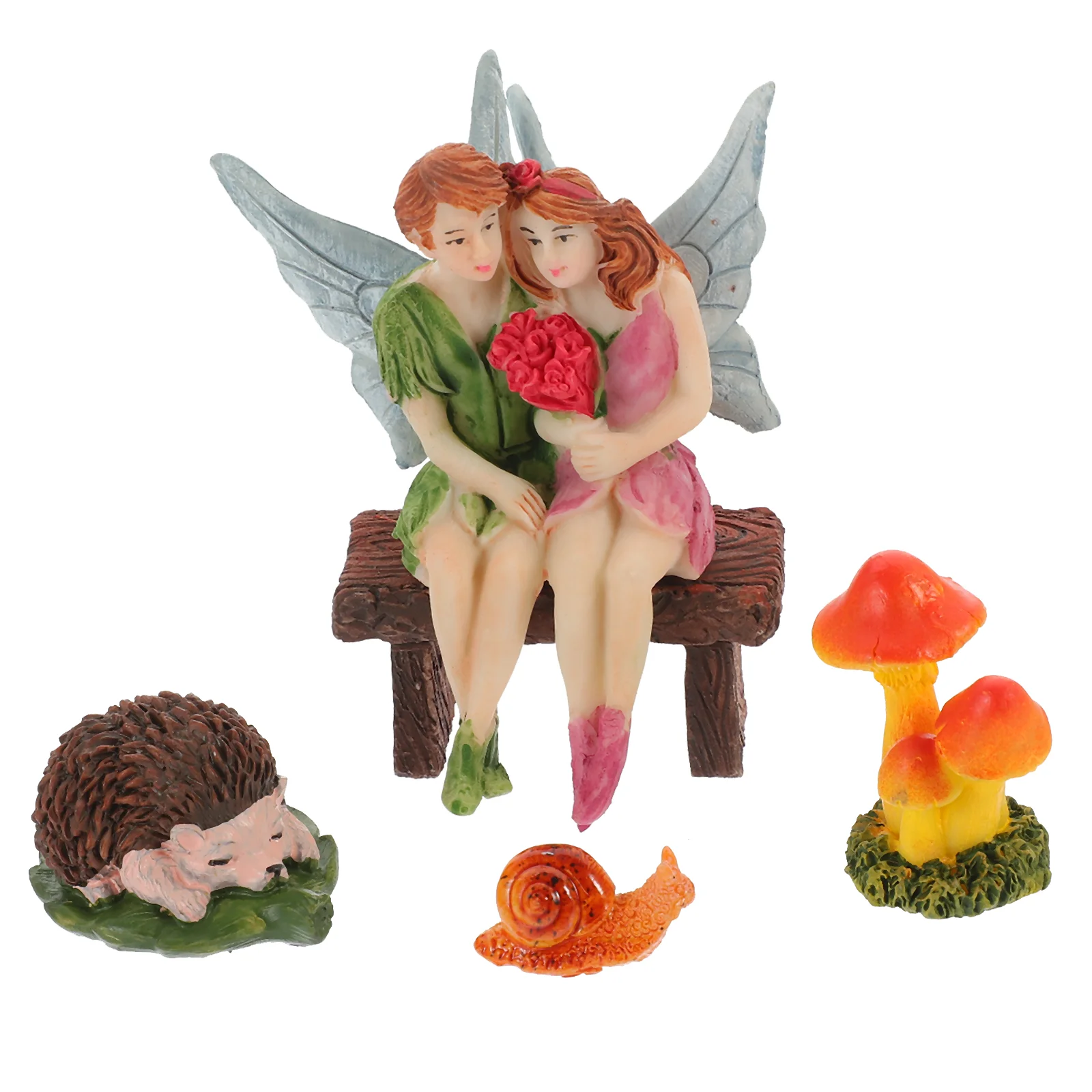 

Flower Fairy Ornament Decor Small Resin Craft Ornaments Decorations Mushroom Statue Mini Scene Lovers Desktop Hedgehog Model