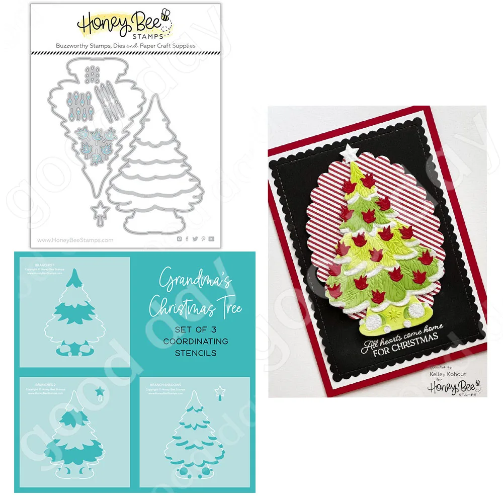 

2022 New Grandma's Christmas Tree Cutting Dies Stencil Scrapbook Diary Decoration Embossing Template Diy Greeting Card Handmade