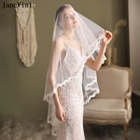 janevini simple lace edge bridal veil with comb two layers short soft tulle wedding veils for bride church wedding accessories