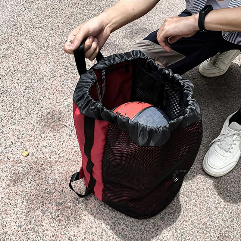 Men Basketball Sports Bag Soccer Storage Mesh Bags Gym Training Shoulder Backpack Fitness Handbag Drawstring School Bag  X557A