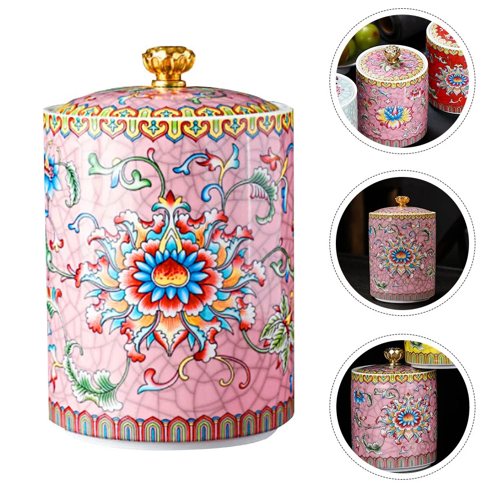 

Tea Jar Storage Coffee Canisters Jars Caddy Sugar Ceramic Black Container Bag Sealed Chinese Tray Herbal Tins Biscuit Lid