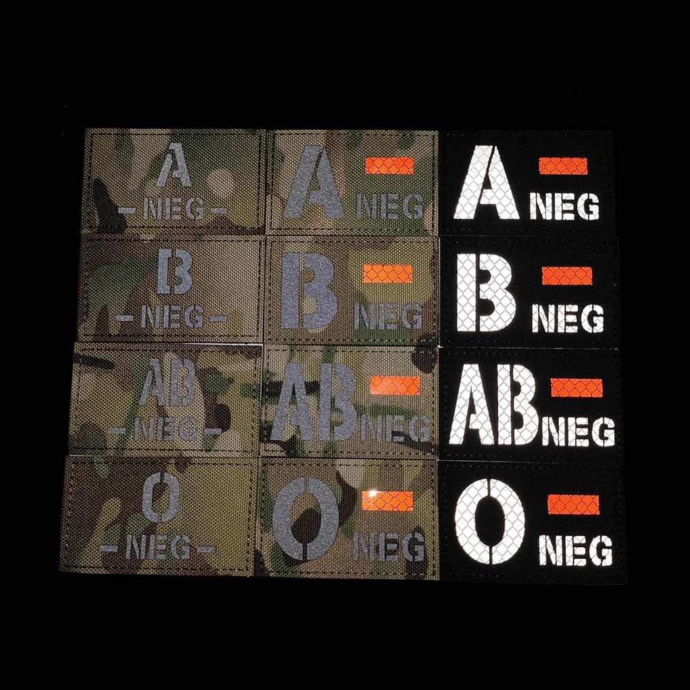 Кровяной тип A B O AB NEG инфракрасный светоотражающий Военный Патч ночное