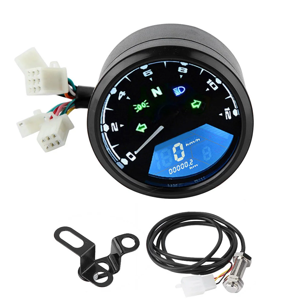 

Universal Motorcycle LCD Digital Display Speedometer Odometer Tachometer Fuel Meter Gauge Motorcycle Speedometer
