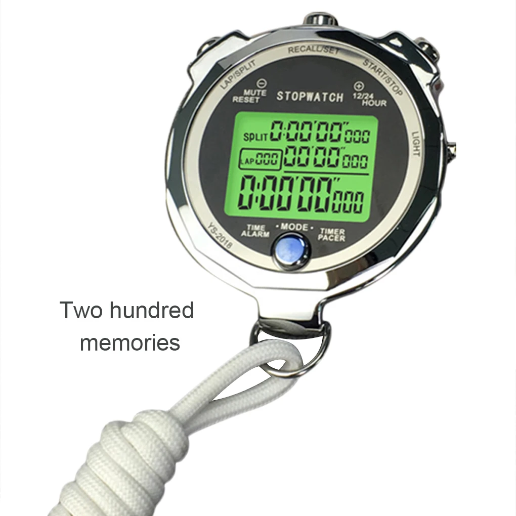 

Backlight Stopwatch Metal Athletic Training Timer 1/1000th Second 3 Lap Memory Digital Stop Watch