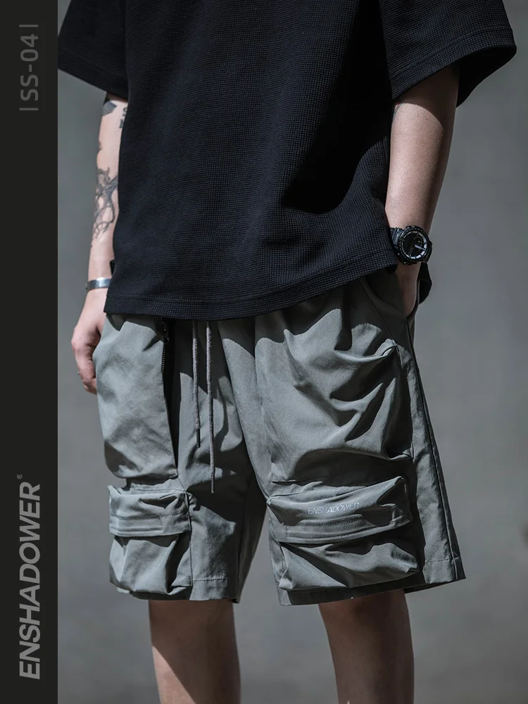 ENSHADOWER 22SS multi pocket cargo shorts techwear cyberpunk Wasteland Punk casual tooling style
