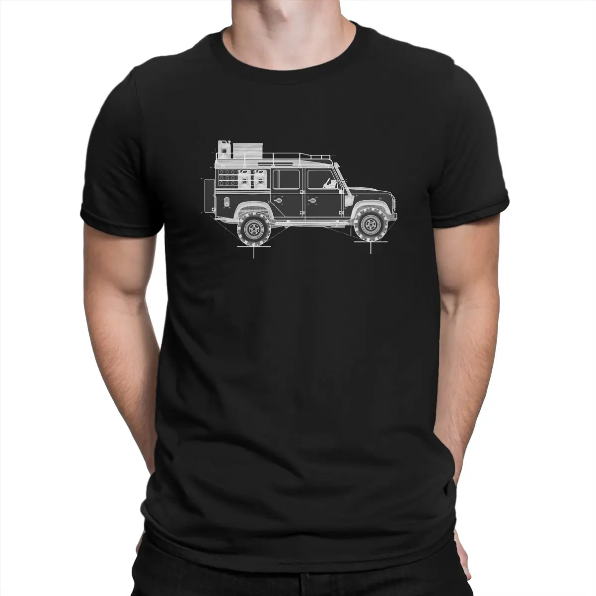

Men's T-Shirt Defender 110 rough Blueprint Fashion Cotton Tee Shirt Short Sleeve Land Rover SUV T Shirt O Neck Tops Printing