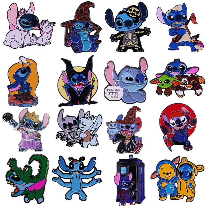 

New SStitch Lapel Pins Alien Monster Brooch Cartoon Icons Badge for Bags Wallet Hoodies Collar Pin Jewelry Accessories