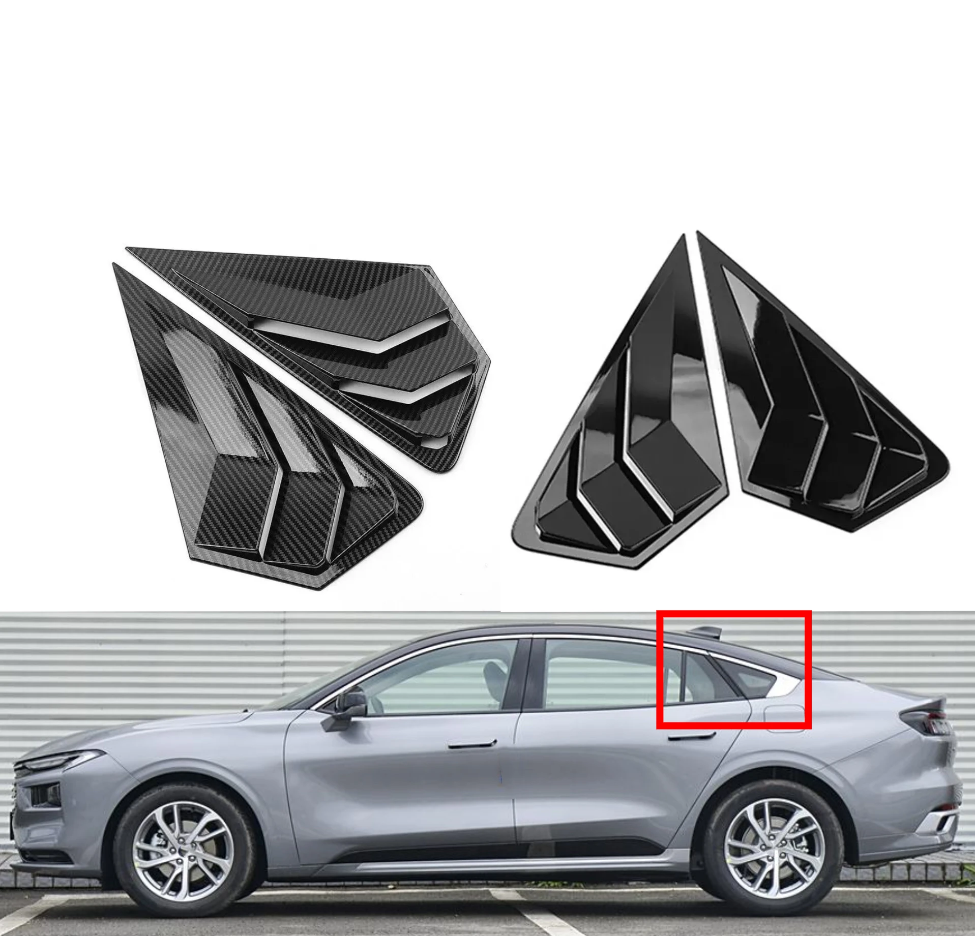 Фото Задняя жалюзи автомобиля, боковая крышка, накладка, подходит для Ford Mondeo Fusion 2022 2023, наклейка, вентиляционный совок, ABS, углеродное волокно №2