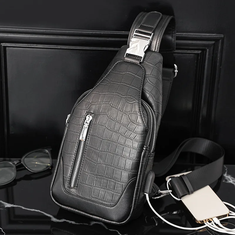 

Xiao.p Fashion Men's High Quality Pu Leather Men's Chest Bag Large Versatile Backpack Single Shoulder Bag IPad Cross-body Bag