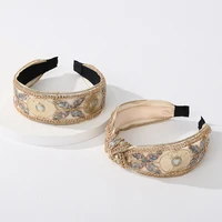 1pc new style french lace embroidery headband womens fashionable high end headband satin knot hairband hair accessories