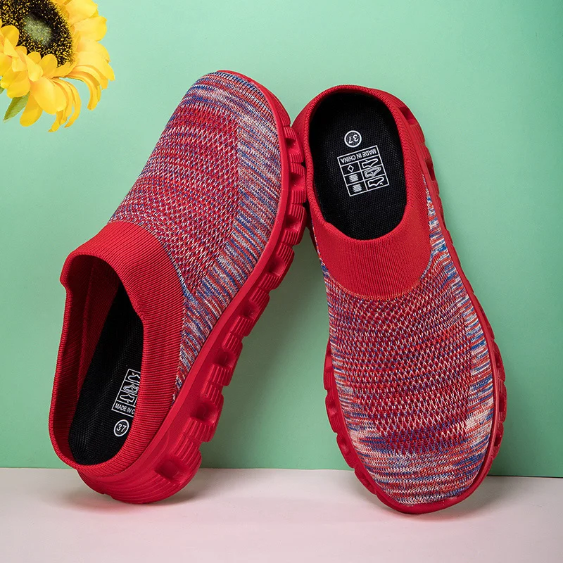 Кроссовки вязаные для мужчин и женщин модная красная прогулочная обувь дышащие