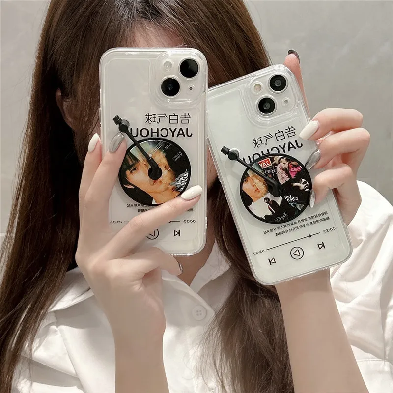 ins Jay Chou Singer CD Record Rotate Phone Case for iPhone 11 12 13 14 Pro Max Plus Asian Heavenly King Phonograph Cover