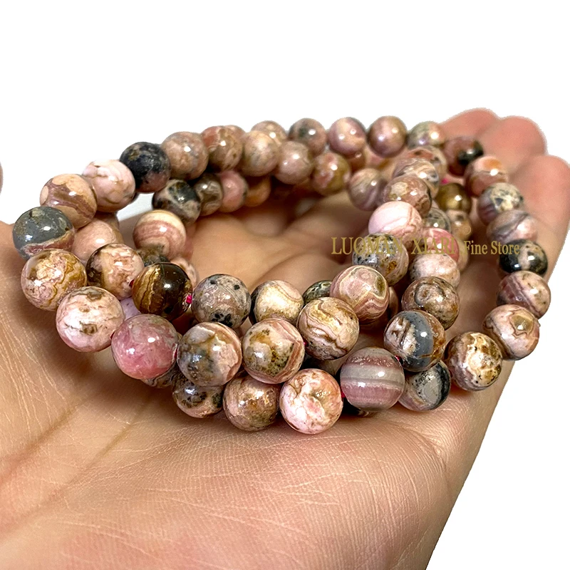 Круглые бусины-разделители из натурального красного аргентинского родохрозита