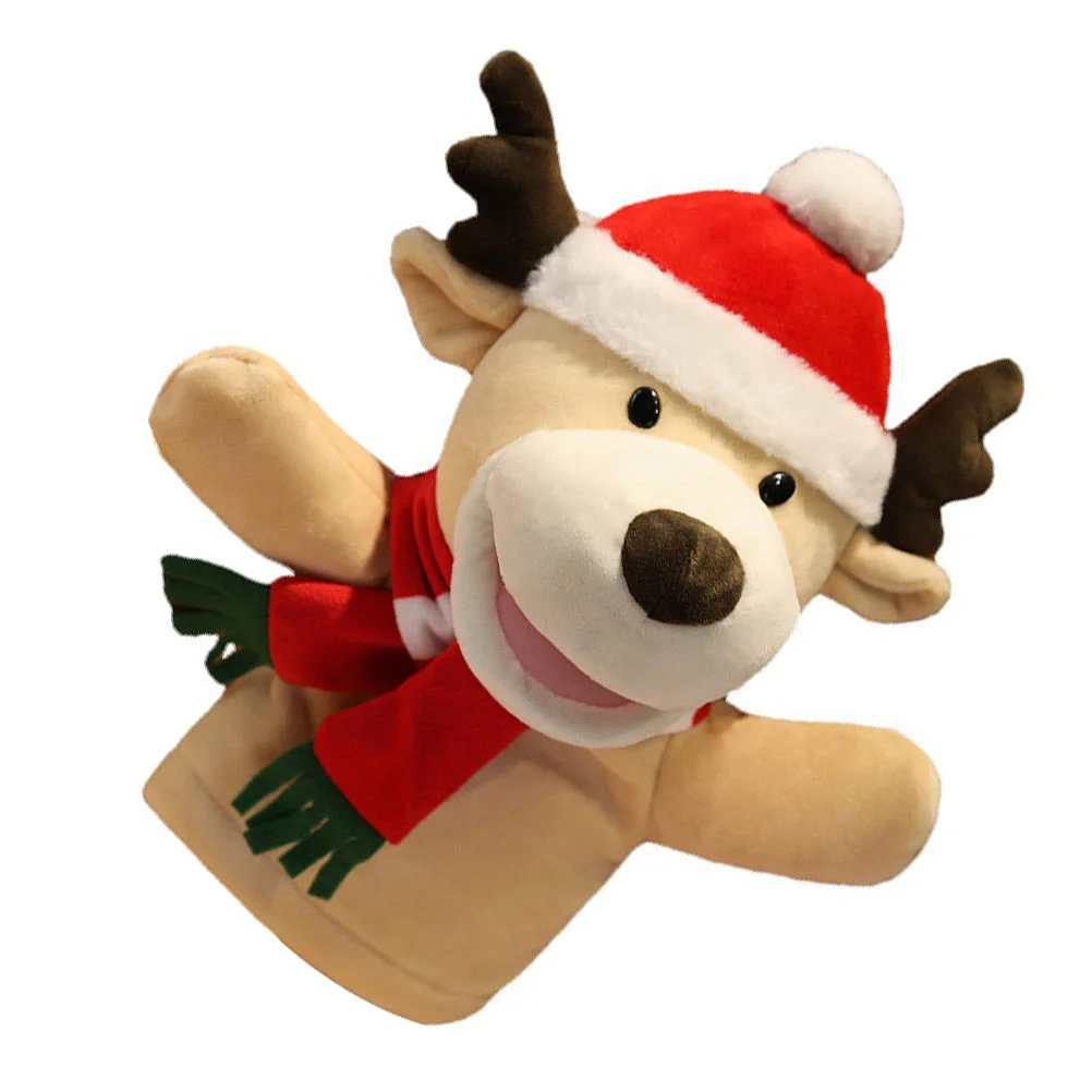 

Christmas Puppets Finger Snowman Puppet Hand Stuffedplushsanta Xmas Holiday Cartoon Lovelyeducational Elk Claus Adorable