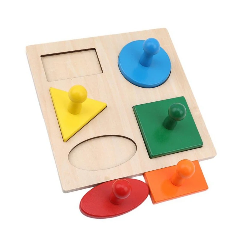 

Early Education Jigsaw Puzzle Geometry Panel Wooden Shape Hand Grip Board Toy Kindergarten Teaching Aids
